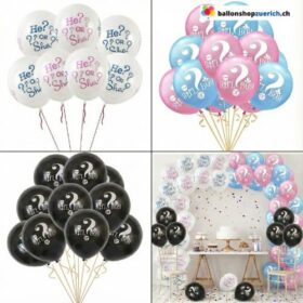 Gender Reveal Luftballons He or She Boy or Girl 6 Stück Set