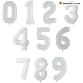 Grosse Folien Luftballons Geburtstag Zahl 0-9 WEISS Zahlen Zahlenballons