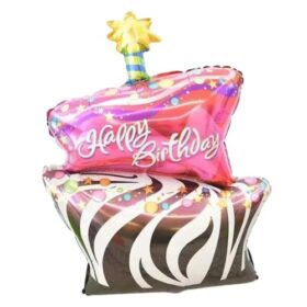 Happy Birthday Pink Schwarz Weiss Farbig Sternchen Kerze Torte Dekoration Kinder Geburtstag Party Luftballon