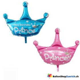 Geburtstags Ballon Happy Birthday Prince Princess Prinz Prinzessin Dekoration Kinder Geburtstag Party Heliumballon Pink Blau