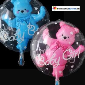 Luftballon 4D Transparent Baby Mädchen:Junge Bär Doppelballon Geburtstagsfeier Blau:Rosa Ballon Baby Dusche Geschlecht Offenbarung Dekoration