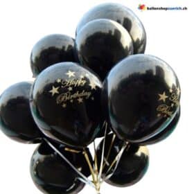 Balloon set of 10, Happy Birthday, black and gold balloons