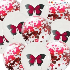 Luftballons Set 10 Stück Schmetterlingsballons und Konfetti Ballons