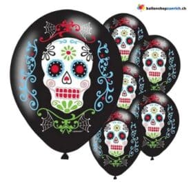 5-Piece Set Day of the Dead - Dia de los Muertos Latex Balloons Halloween Party Decoration Balloons