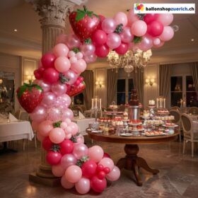 Ballon Girlande Erdbeere Rot Rosa Pink Weiss 127-teilig