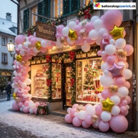 Ballon Girlande Rosa Weiss Gold Sterne Konfetti 122-teilig