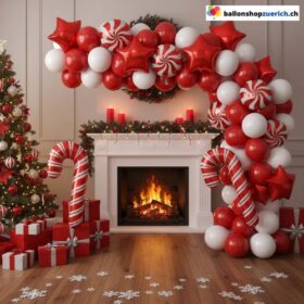 Ballon Girlande Weihnachten Rot Weiss 138-teilig