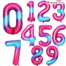 Grosse Folien Luftballons Geburtstag Zahl 0-9 Blau Rot Sterne Zahlen Zahlenballons