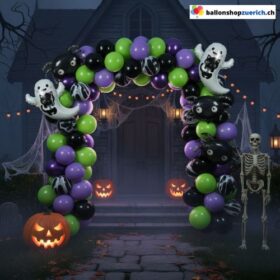 Halloween Ballon Girlande Schwarz Violett Grün 127-teilig