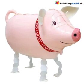 Luftballon Schwein Sau Walking Spazieren Airwalker Glück Glücksbringer Happy