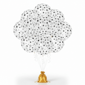 Juego de 5 globos estrella transparentes negros