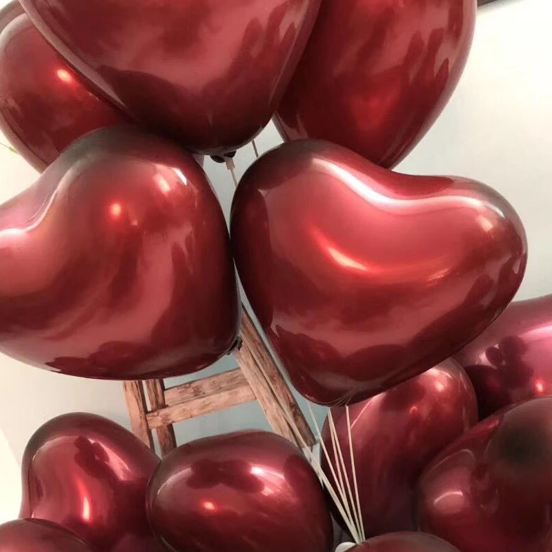 5 Stück Rubin Rot Herzen double Latex Luftballons Ballons Valentinstag