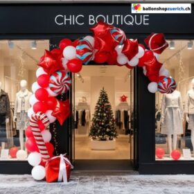 Ballon Girlande Weihnachten Rot Weiss Zuckerstange Sterne 138-teilig