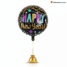 Silvester Ballon Happy New Year Bunt Schwarz Party