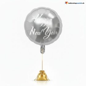 Silvester Ballon Happy New Year Silber Elegant
