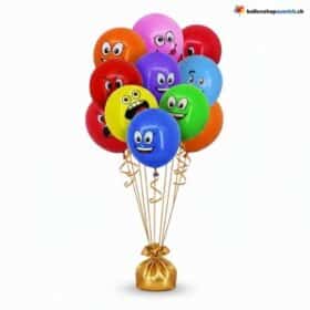 Palloncini sorridenti, faccine divertenti, emoticon colorate, set da 10