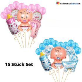 15 Stück Set Baby Shower Boy or Girl Latex & Folienballons