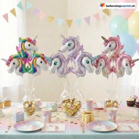 Einhorn Folienballon Mini 3er Set Tischdeko