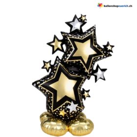 Luftballon Sterne Folienballon Stand Schwarz