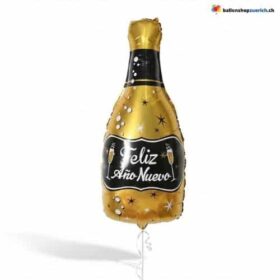 Champagner Flasche Ballon Gold Feliz Año Nuevo