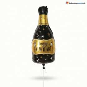 Champagner Flasche Ballon Schwarz Happy New Year