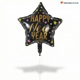 Happy New Year Ballon Stern Schwarz Bunt