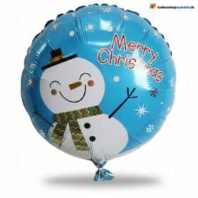 Globo de muñeco de nieve azul Feliz Navidad