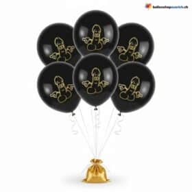 Sexy Penis Ballon Willy Schwarz Gold JGA Deko 5er Set