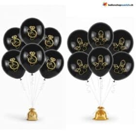 Sexy Penis Ballon Willy Schwarz Gold JGA Deko 5er Set