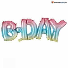B-Day Schriftzug Ballon Rainbow Farbig
