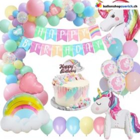 Einhorn Happy Birthday Pastell Ballon Set 49-teilig