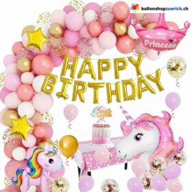 Einhorn Happy Birthday Pink Gold Pastell Konfetti 62-teilig