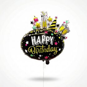 Festa de Aniversário Feliz com Vinho Espumante, Balões e Champanhe