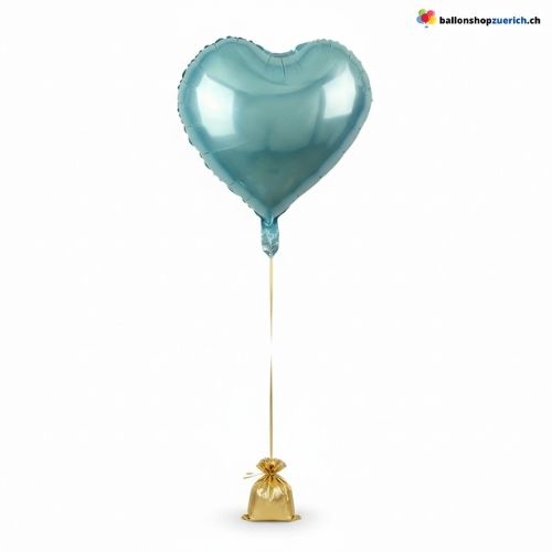 Herz Ballon Tiffany Blau Türkis Metallic