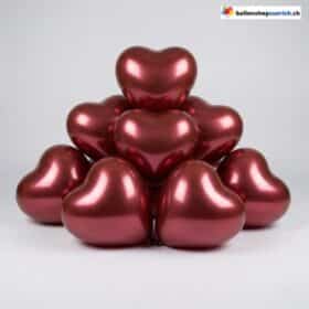 Ballons en forme de cœur, double latex rouge rubis, 25 cm