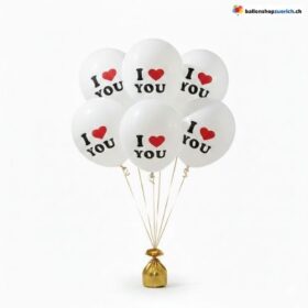 I Love You Ballon Weiss Rot Herz 5er Set
