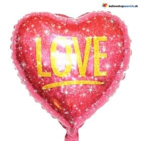 Globo de aluminio con forma de corazón y cielo estrellado rojo