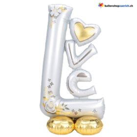 Love Standballon Silber Gold