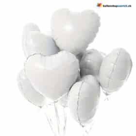 Luftballon Herz Weiss/Hellgrau Medium Folie Heliumballon - Liebe Hochzeit Geburtstag Party Luftballons Valentinstag