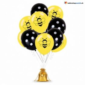 Biene Ballon & Punkte Set Gelb Schwarz Kindergeburtstag 10er Set