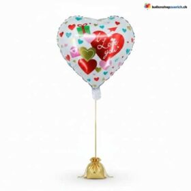 I Love You Ballon Herz Weiss Bunt