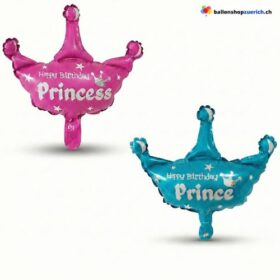 Krone Folienballon Happy Birthday Prince Princess