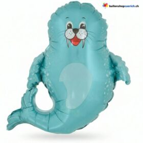 Seelöwe Walross Folienballon Blau Meerestier