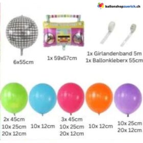 Ballon Girlande Disco 80s 90s Retro Party 119-teilig