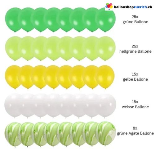 Dinosaurier Happy Birthday Ballon Girlande Grün Gelb Weiss 110-teilig