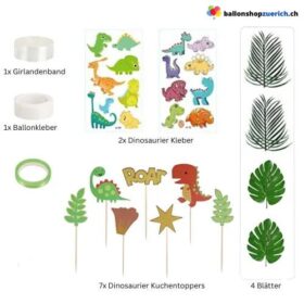 Dinosaurier Happy Birthday Ballon Girlande Grün Gelb Weiss 110-teilig