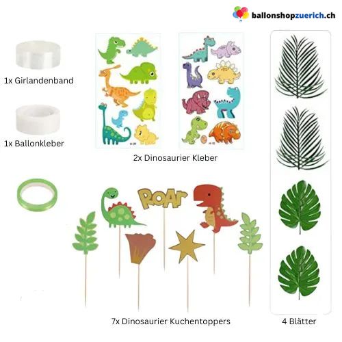Dinosaurier Happy Birthday Ballon Girlande Grün Gelb Weiss 110-teilig
