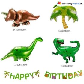 Dinosaurier Happy Birthday Ballon Girlande Grün Gelb Weiss 110-teilig