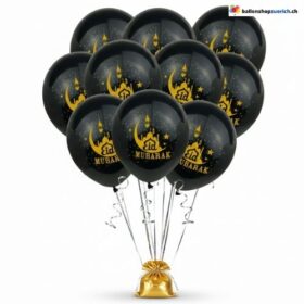 Eid Mubarak Ballons Schwarz Gold Zuckerfest Deko 5er Set