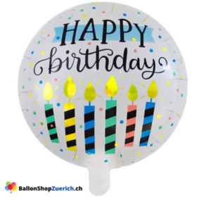 Luftballon Geburtstag Happy Birthday Folien Ballon Weiss Kerzen